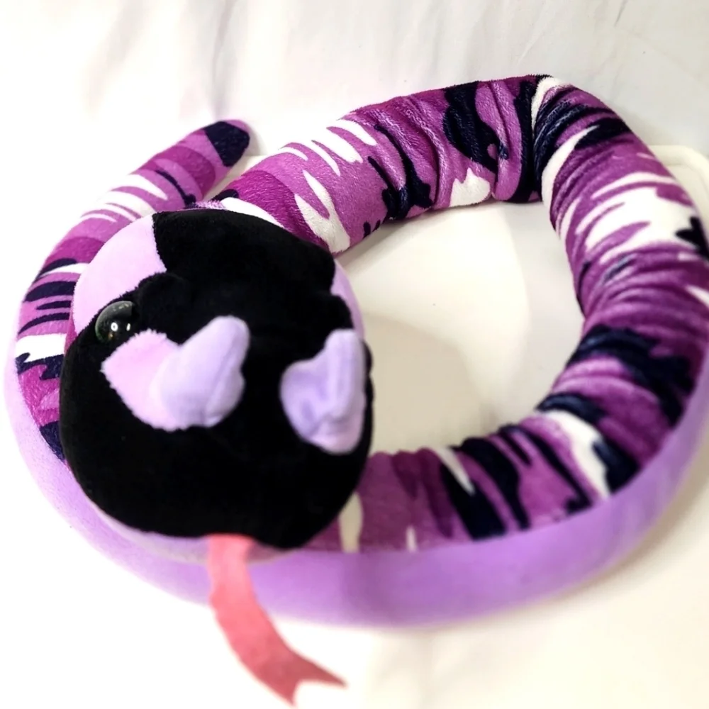 Purple and Black Plush Snake Toy 54 Inches Long 4 1/2 Feet
